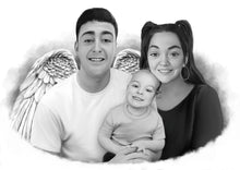Load image into Gallery viewer, Black & White Portrait with Angel Wings