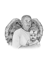 Load image into Gallery viewer, Black & White Portrait with Angel Wings