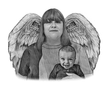 Load image into Gallery viewer, Black & White Portrait with Angel Wings