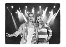 Load image into Gallery viewer, Black & white with character  - Woman drawn with Justin Bieber - drawings and portraits from your photos - drawking.com - Drawking