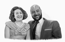 Load image into Gallery viewer, Black and white portrait as a character - Couple drawn as marvel characters - drawings and portraits from your photos - drawking.com - DrawKing
