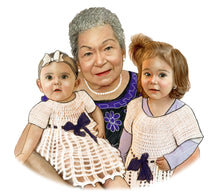 Load image into Gallery viewer, Color portrait  - Little girls drawn with grandma - colour portrait - drawings and portraits from your photos - drawking.com - DrawKing