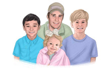 Load image into Gallery viewer, Color portrait  - Siblings drawn together - colour portrait - drawings and portraits from your photos - drawking.com - DrawKing