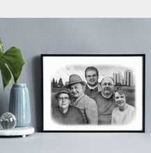 Load image into Gallery viewer, Black & White Portrait (with a drawn background)