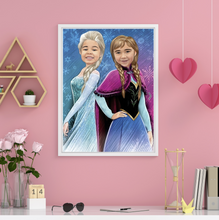 Load image into Gallery viewer, Color Portrait as a Character (with a pattern background)