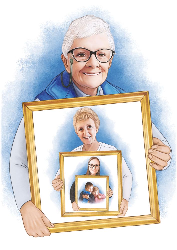 Color "Frame within Frame" Generational Portrait